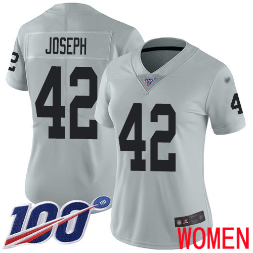 Oakland Raiders Limited Silver Women Karl Joseph Jersey NFL Football #42 100th Season Inverted Legend Jersey->youth nfl jersey->Youth Jersey